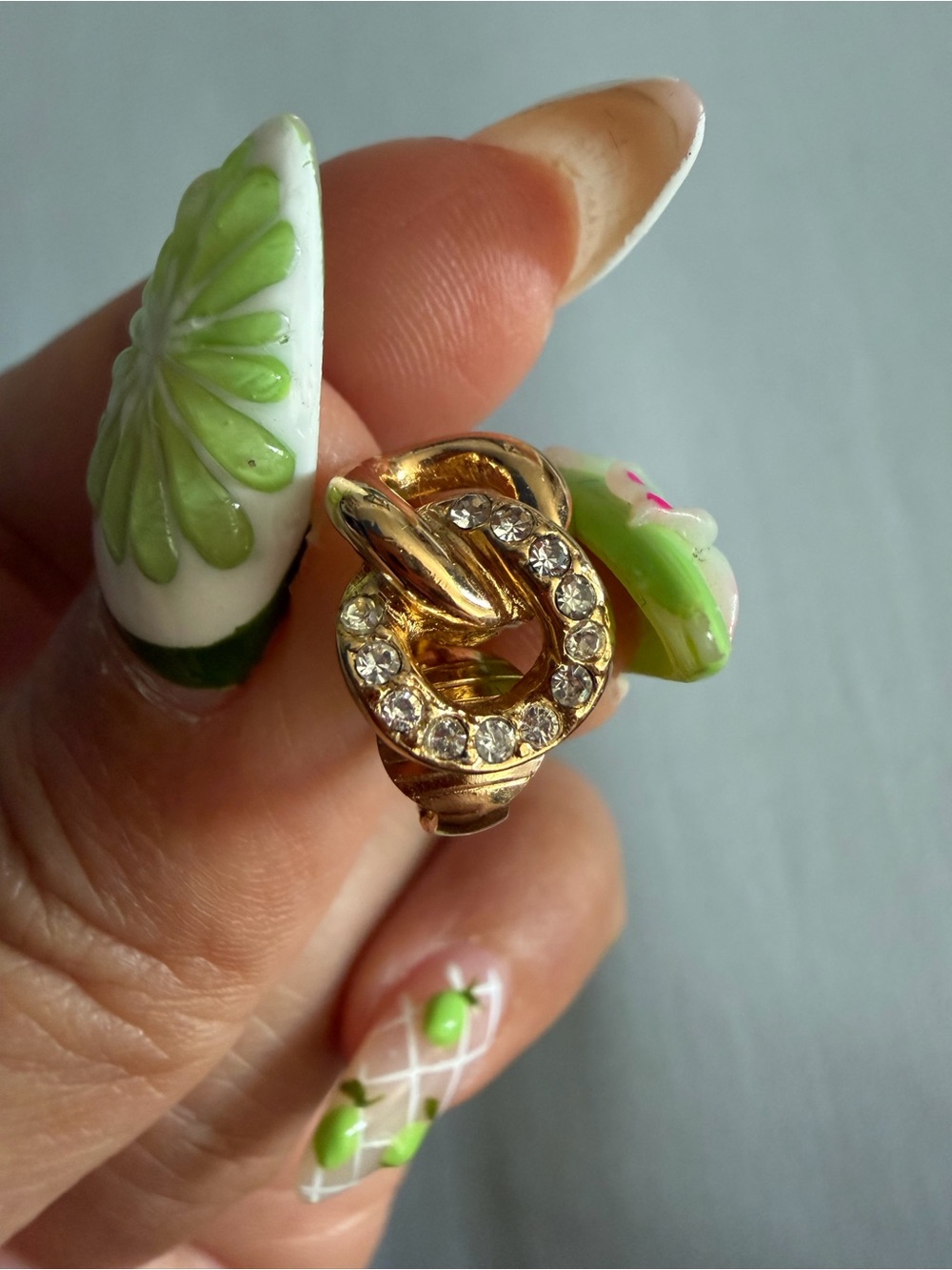Dior Gold-Tone Knot Stud Earrings with Crystal Accents - Women Jewelry - Picture 9 of 9